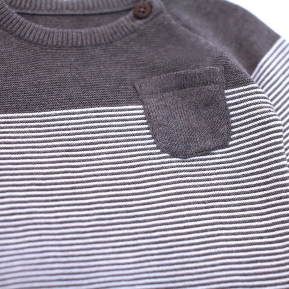 VIVERANO ORGANICS - Stripe Knit Raglan Baby Pullover Sweater - Picture 2 of 3